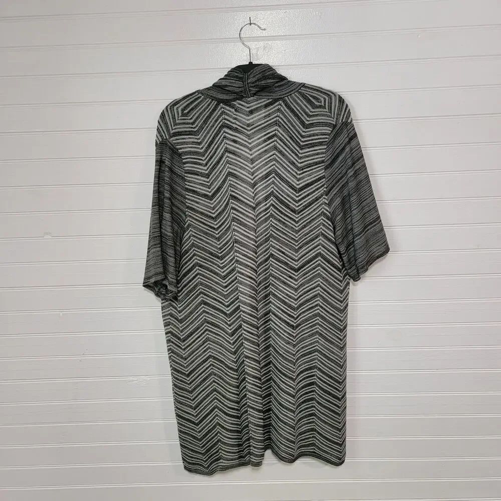 Misook‎ Plus Size 1X Cardigan Sweater Chevron Striped Long Duster Stretch Knit